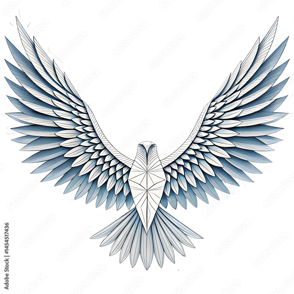 Fototapeta premium Abstract wings logo made of sleek golden geometric shapes