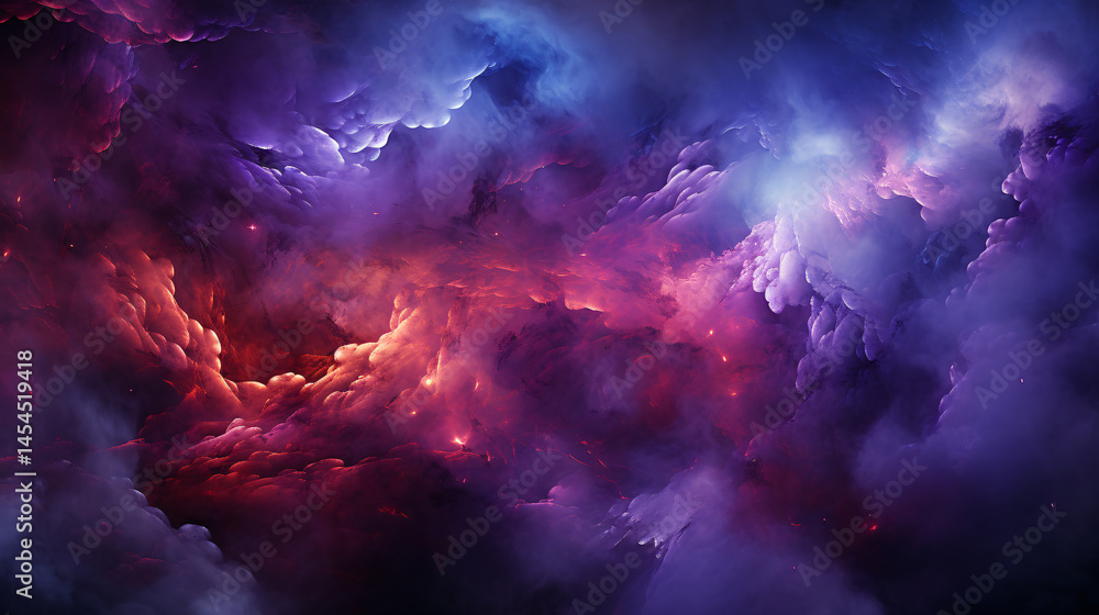 Fototapeta premium Explore a seamless cosmic nebula background with deep-space elements, perfect for sci-fi and celestial-themed designs.