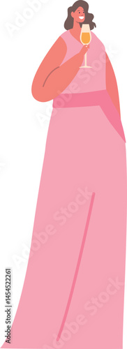 Bridesmaid character holding champagne glass