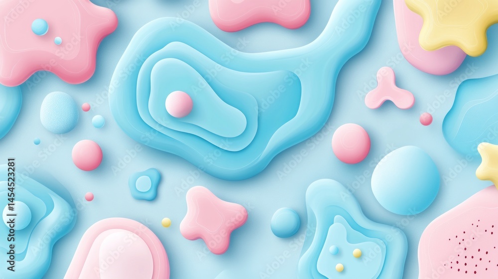 Abstract pastel-colored shapes, 3D render, layered design, fluid forms, vibrant background. Abstract pastel-colored shapes, 3D render, layered design, fluid forms, vibrant background.