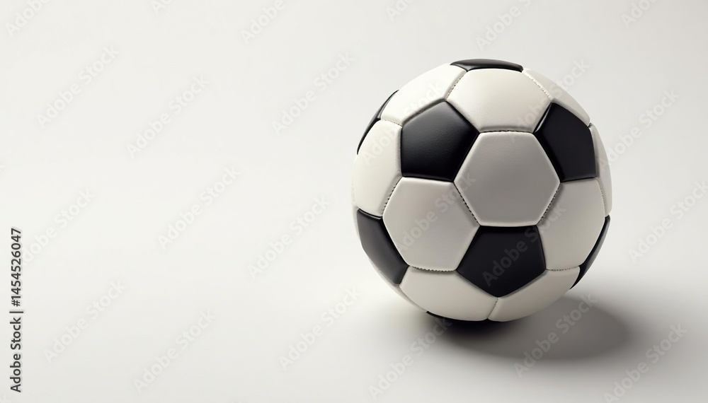 Fototapeta premium High-angle view, football on pristine white background , ball, white