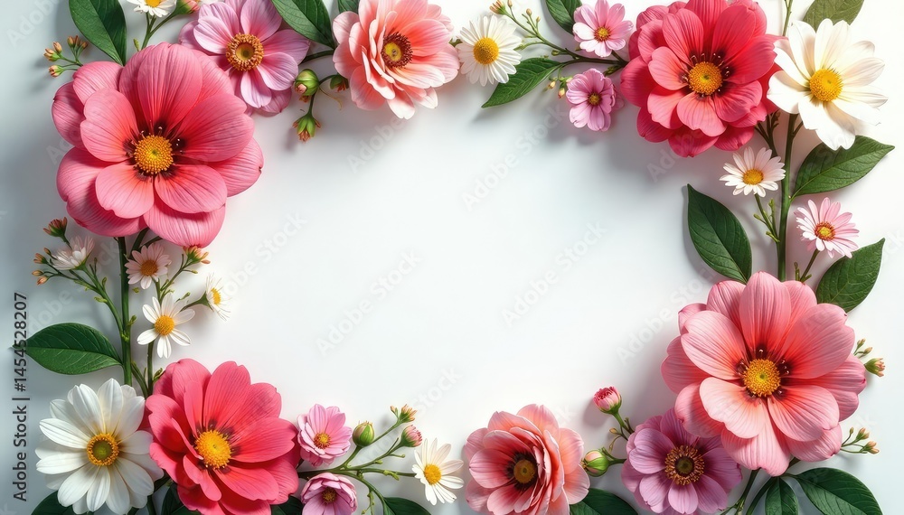 Symmetrical floral arrangement inside a square frame , abstract, art