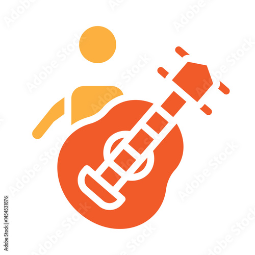 Mexican Guitarist Vector Glyph Two Colors Icon Design