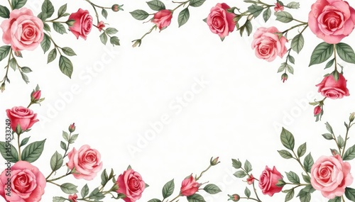 Delicate watercolor roses & leaves, repeating pattern, leaves, flower pattern, pattern