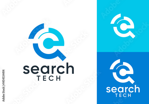 simple magnifying glass logo. search find job recruitment agency vector design concept