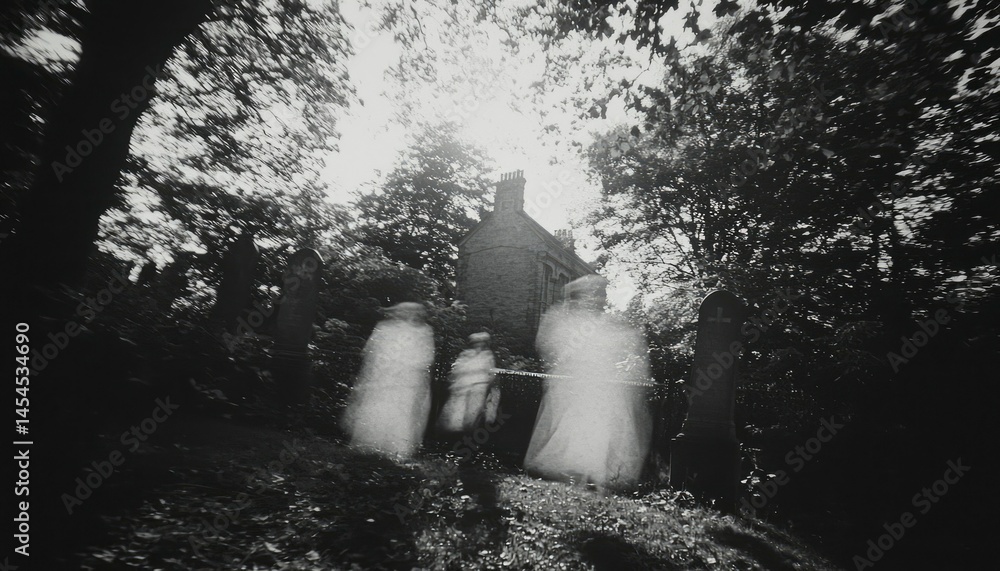 Fototapeta premium Forest, figures, church