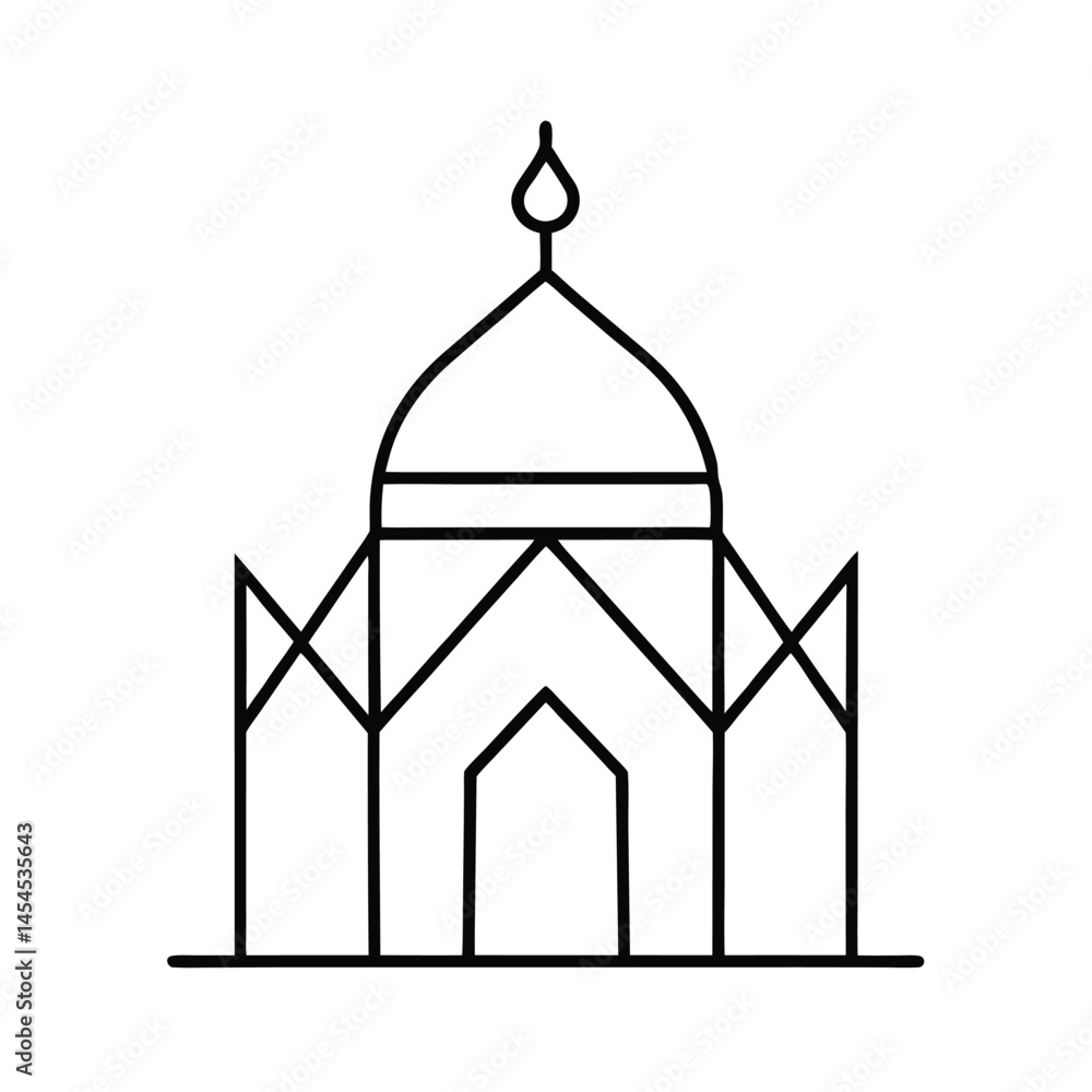 Geometric Mosque Minimal Lines Vector Geometric Mosque Minimal Lines Vector