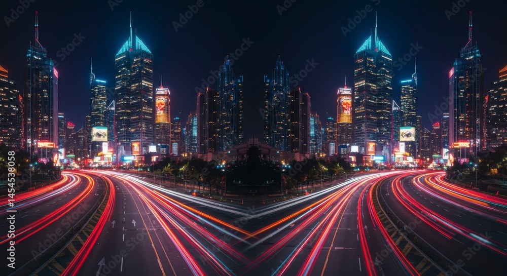 Fototapeta premium City lights blur at night