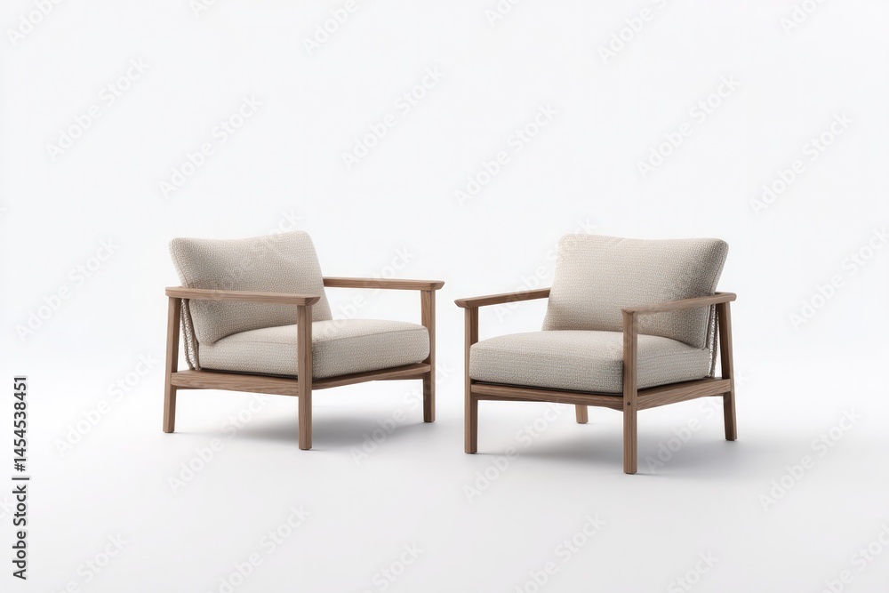 Fototapeta premium minimalistic garden furniture set isolated against pure white backdrop