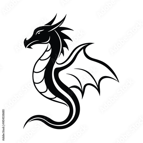 Tribal Dragon Clean Lines Vector