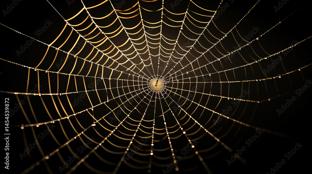 Fototapeta premium Spider web isolated on a transparent background, perfect for spooky Halloween designs and creepy-themed art.