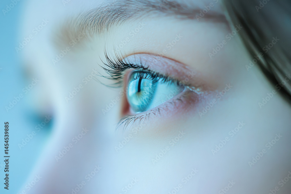 Obraz premium of minimalist eye makeup showcasing natural tones and light effortless look