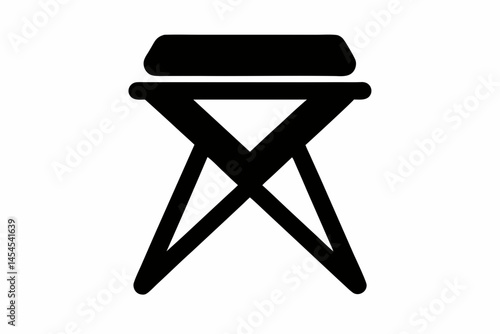 Folding Stool Silhouette Vector Illustration 