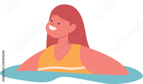 Little girl swimming vector illustration