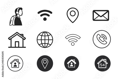 Web and navigation line icon set essential ui vector graphics on a white background