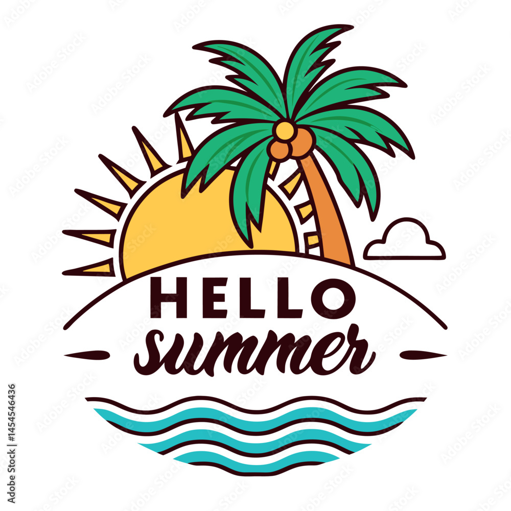 Fototapeta premium Summer vibes vector illustration. 