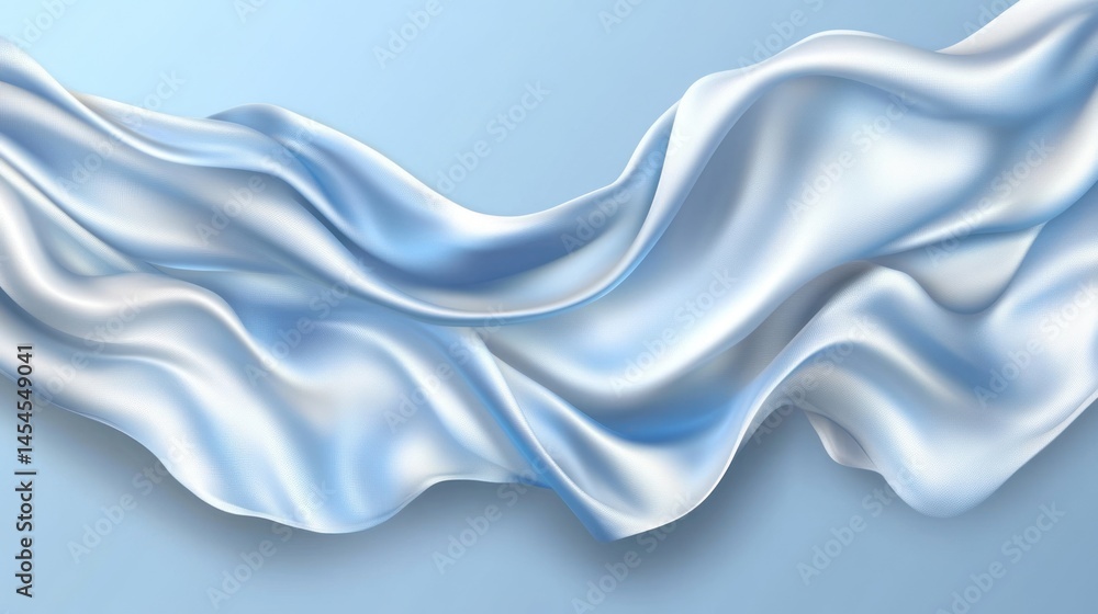 Obraz premium Abstract flowing light blue silk fabric.