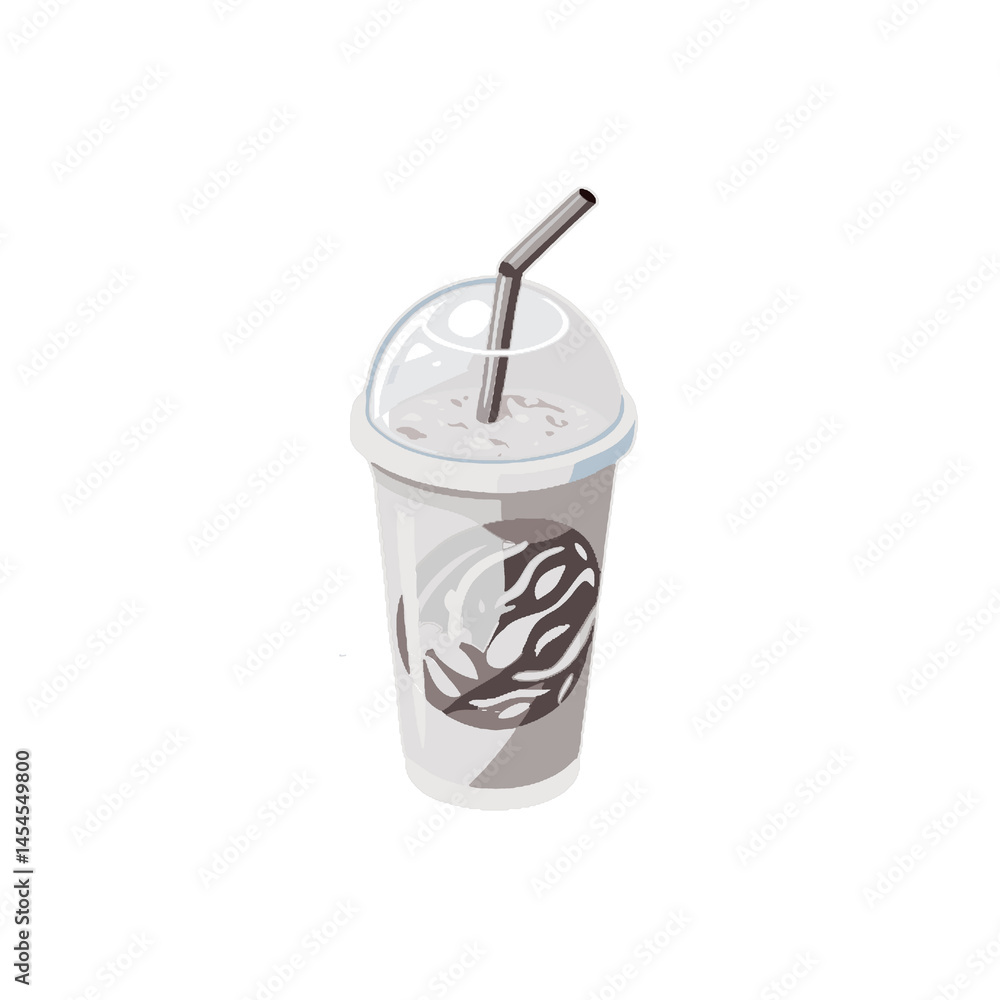 vector icon with paper cup of coffee and ice on white isolated background. vector icon with paper cup of coffee and ice on white isolated background.
