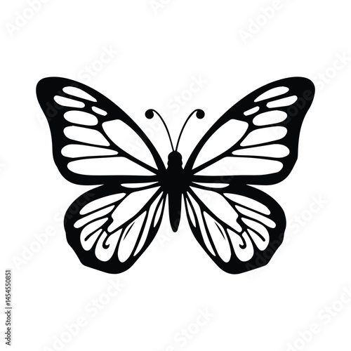 A Minimalist Black Butterfly Silhouette on a Pure White Canvas
