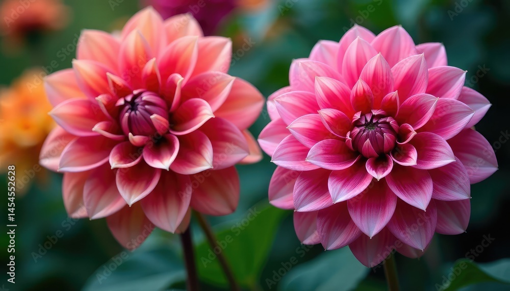 Intricate dahlia blooms, vibrant colors, lush petals , texture, garden, illustration Intricate dahlia blooms, vibrant colors, lush petals , texture, garden, illustration