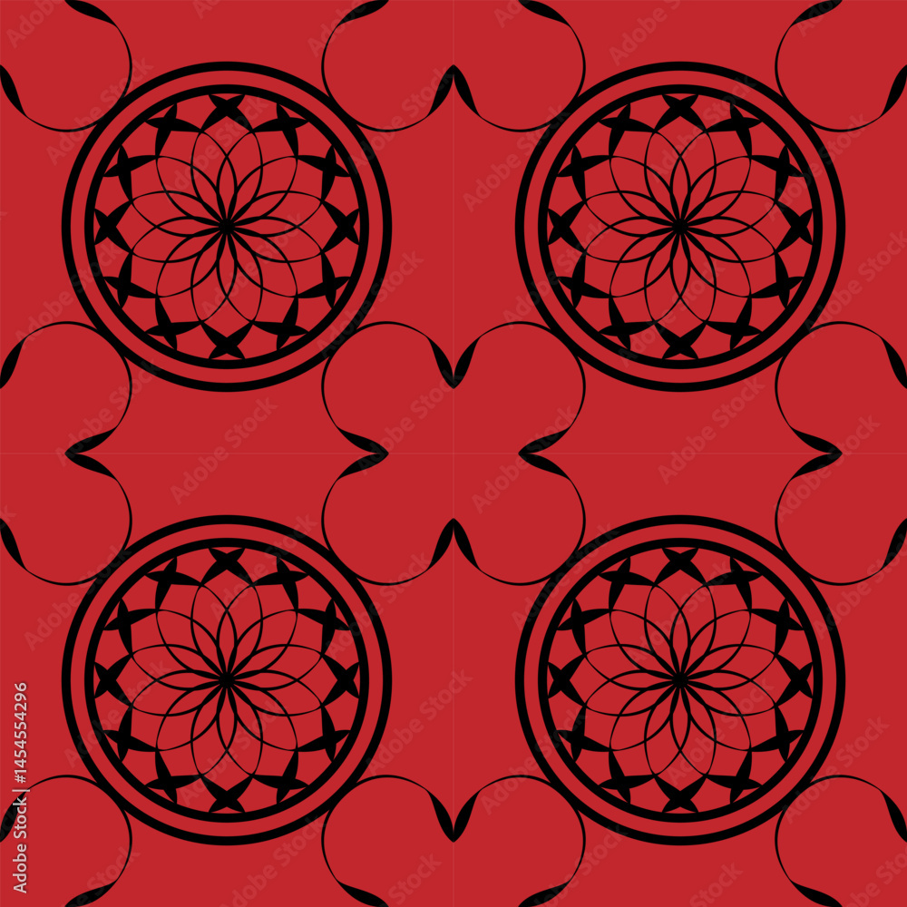seamless black and white pattern of different geometric shapes