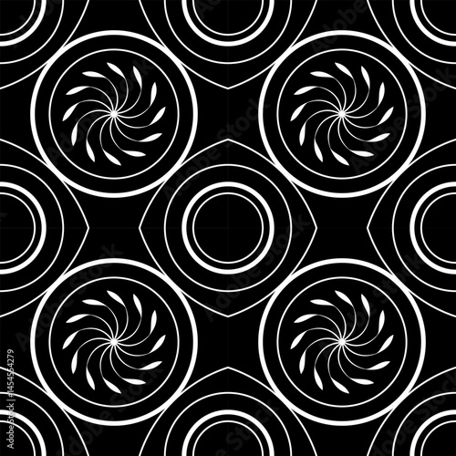 Obraz na płótnie seamless black and white pattern of different geometric shapes w salonie