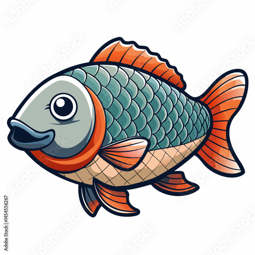 vector illustration of cartoon fish
