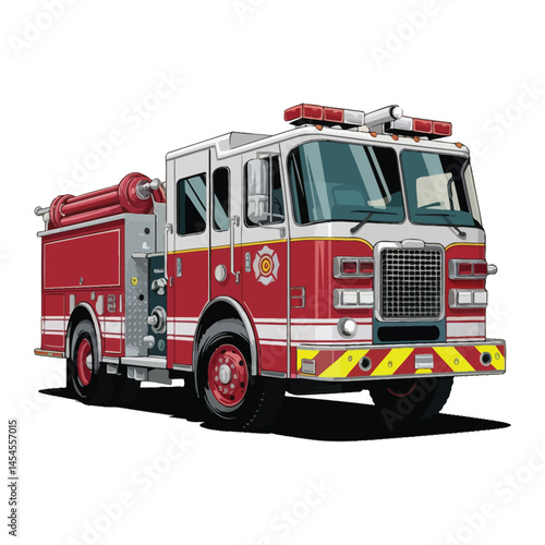 Fire truck on a white background