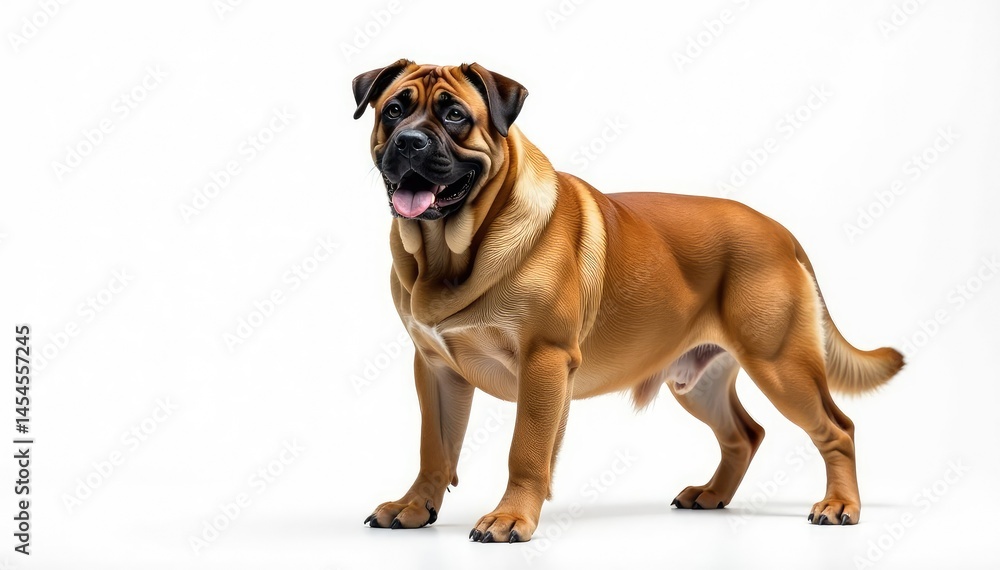 Obraz premium Majestic Mastiff, powerful stance, white background, portrait, canis familiaris