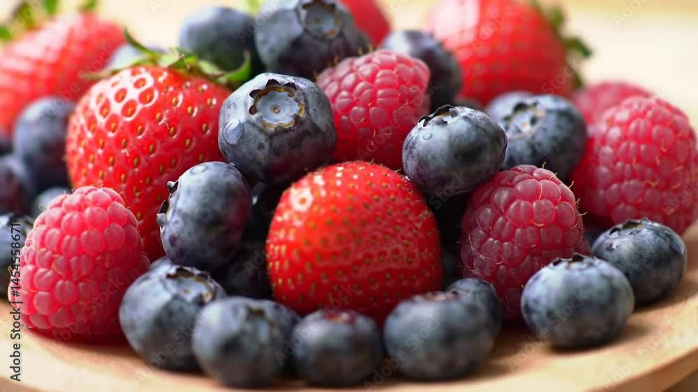 Vibrant display of nature's candy: Fresh mixed berries with bright colors Vibrant display of nature's candy: Fresh mixed berries with bright colors