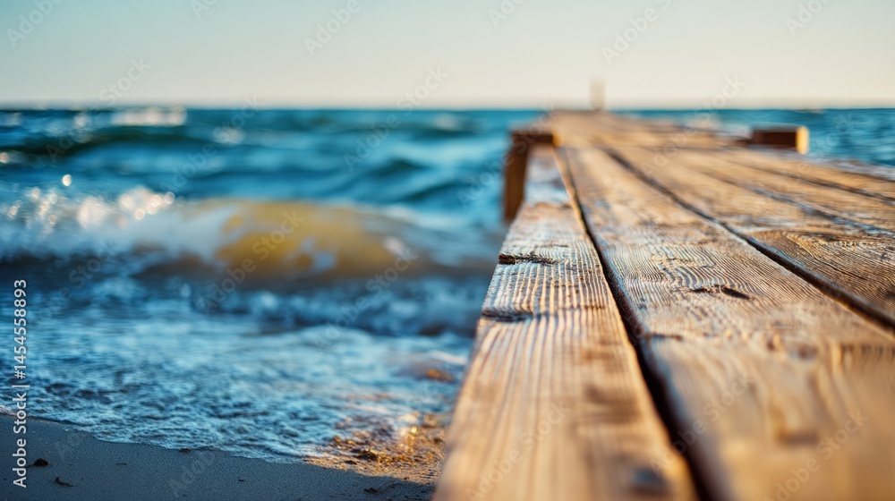 Fototapeta premium Wooden pier at the beach, serene and peaceful, 
