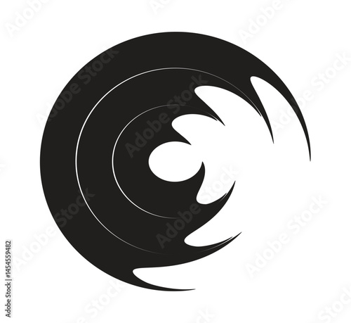 Abstract Black Spiral Symbol – Modern Swirl Graphic Element