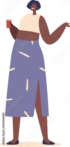 African woman drinking coffee vector illustration