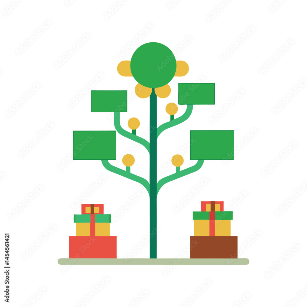 Fototapeta premium tree with gift boxes underneath vector