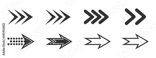 Arrow icon set  various styles outline & filled directional symbols on a white background
