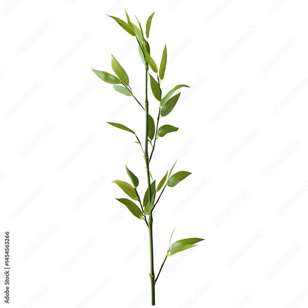 Fototapeta premium Bamboo stalk with fresh green leaves
