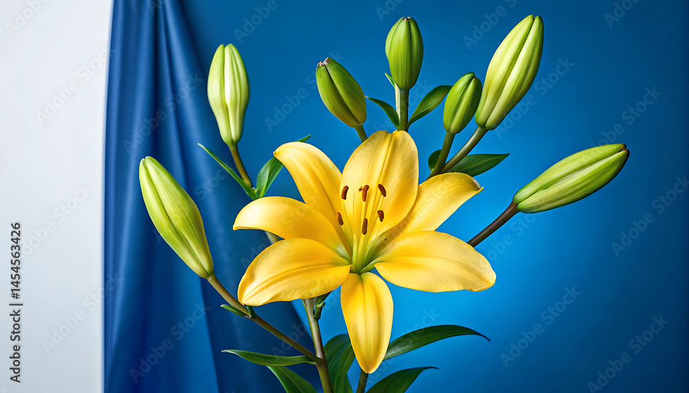 Obraz premium Vibrant Yellow Lily Flower Bloom Photography