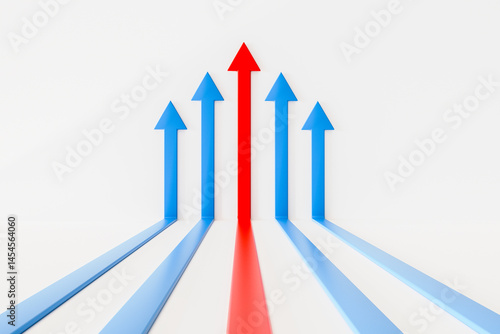 Growth and success concept with blue and red arrows.