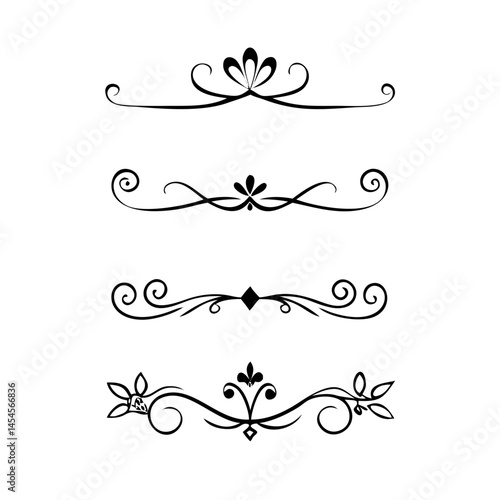 Title: Dividers doodle set. Wedding decorative elements. Hand drawn vector illustration isolated on white background. Text dividers doodle set. Wedding decorative elements.

