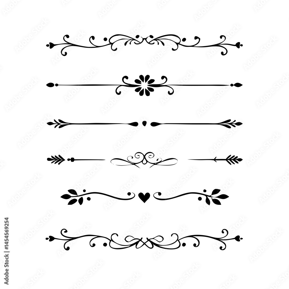 Dividers doodle set. Wedding decorative elements. Hand drawn vector illustration isolated on white background. Text dividers doodle set. Wedding decorative elements. Dividers doodle set. Wedding decorative elements. Hand drawn vector illustration isolated on white background. Text dividers doodle set. Wedding decorative elements.