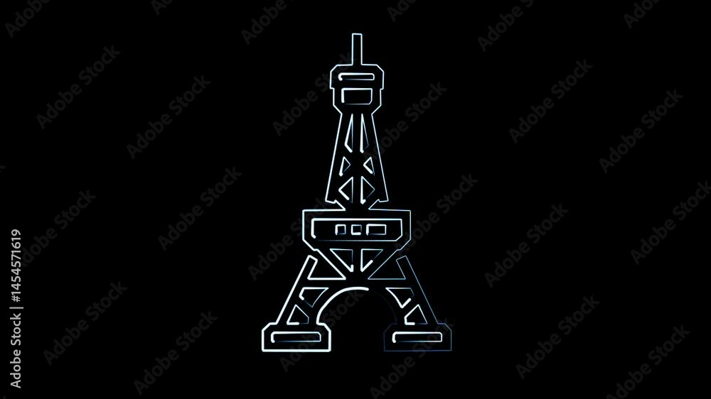 Eiffel Tower rotates on black bg. Business advertising backdrop. For title, text, presentation. Eiffel Tower rotates on black bg. Business advertising backdrop. For title, text, presentation.