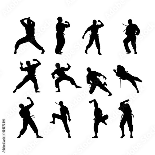 Capoeira Practitioner in Mid-Movement Silhouette clipart