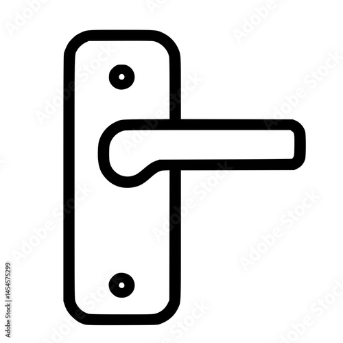 Modern Door Handle Icon on Plate