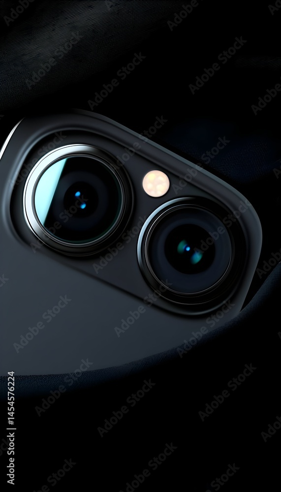 Close-up of a dual-lens smartphone camera module Close-up of a dual-lens smartphone camera module
