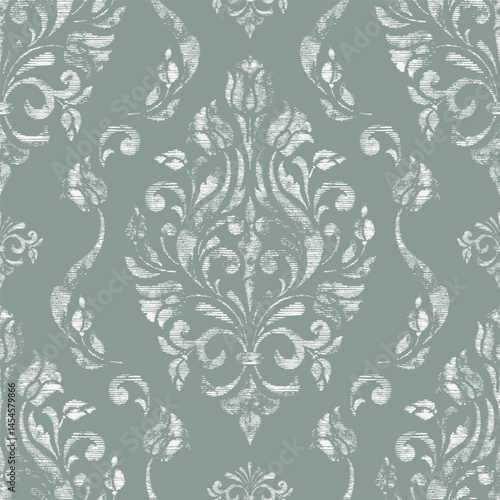 Damask seamless pattern element with brush strokes. Vintage classical old fashioned damask ornament, seamless texture for wallpapers, textile.