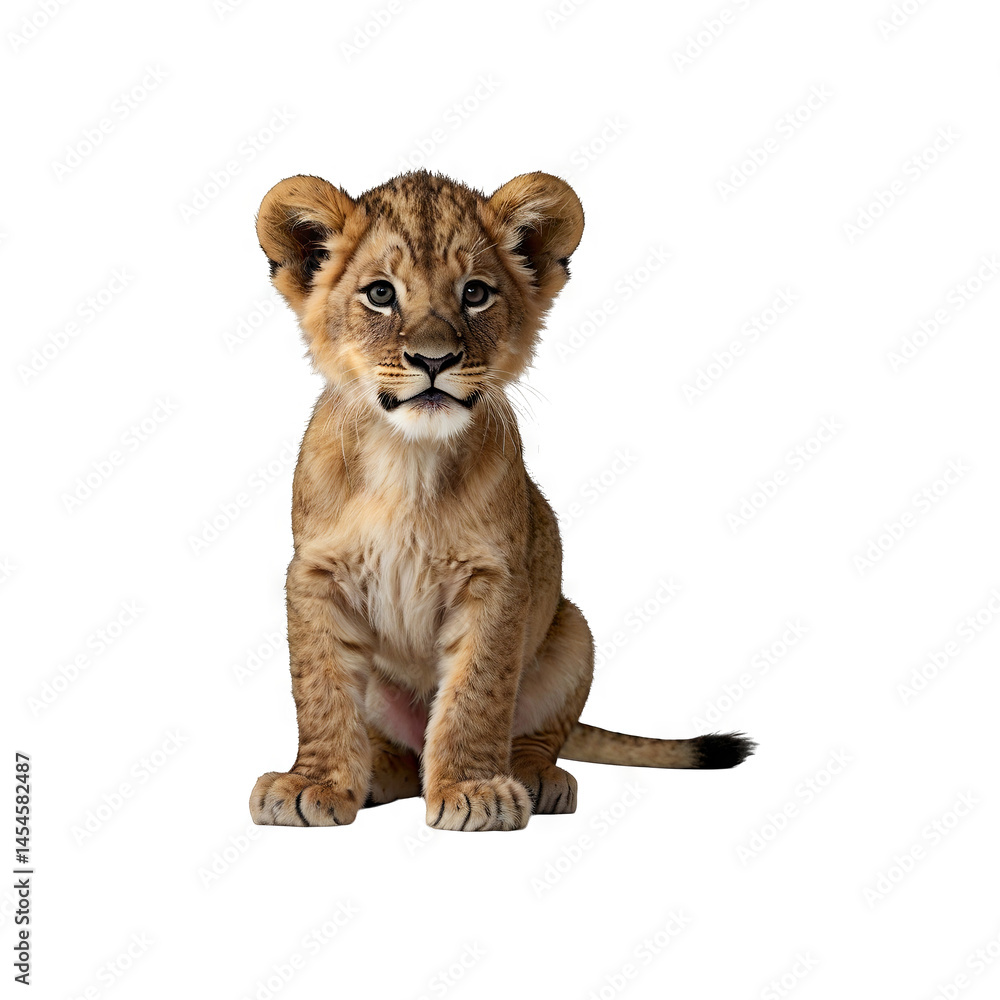 Obraz premium Lion cub isolated on a transparent background generative AI