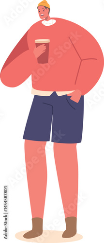 Confused man with coffee cup