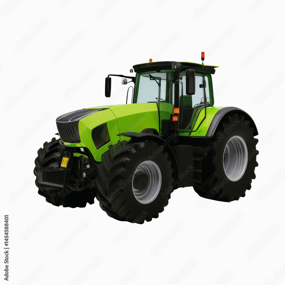 Powerful Modern Green Tractor Isolated on Dark Powerful Modern Green Tractor Isolated on Dark