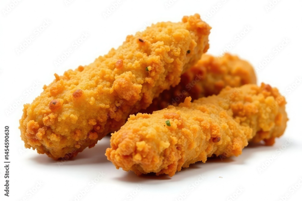 Crispy fried chicken strips isolated on white , crispy, food photography Crispy fried chicken strips isolated on white , crispy, food photography