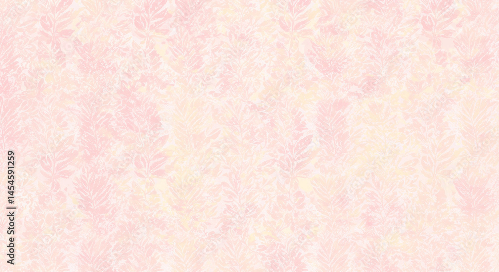 Soft pastel leaves pattern in pink and yellow tones for elegant background or decoration Soft pastel leaves pattern in pink and yellow tones for elegant background or decoration